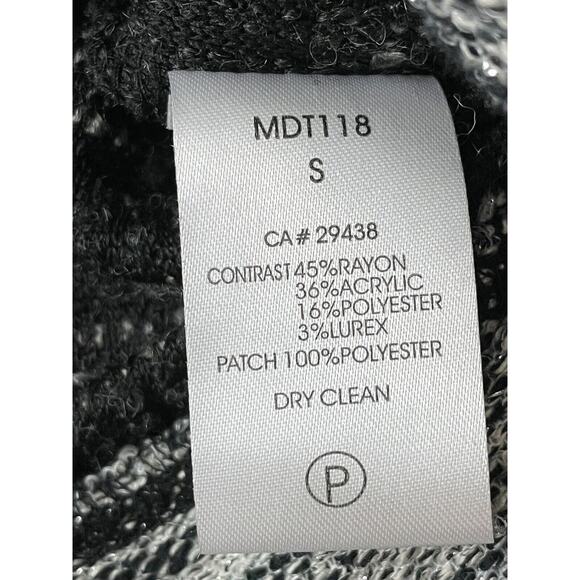 Miss Me Pullover Sweater Top Sequins Black Raglan Sleeves Boucle Size Small - Picture 9 of 10